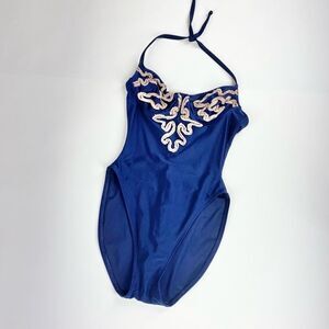 Vintage La Blanca one piece high thigh halter swim suit 10